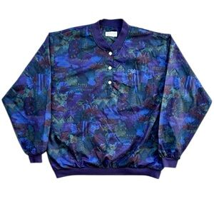 Floral Vtg Cracked Wheat 1/2 Snap Windbreaker Pullover (24.25” x 26”)